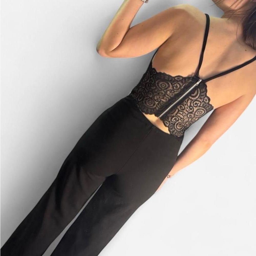 Joe & Elle Black Lace Detail Jumpsuit